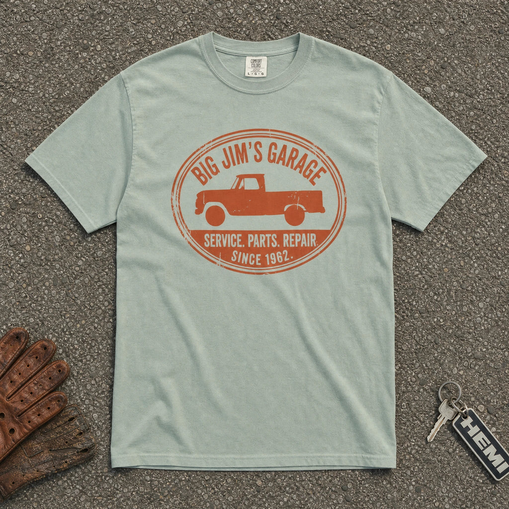 Big Jim's Garage Pickup Truck Tee - Road Muse