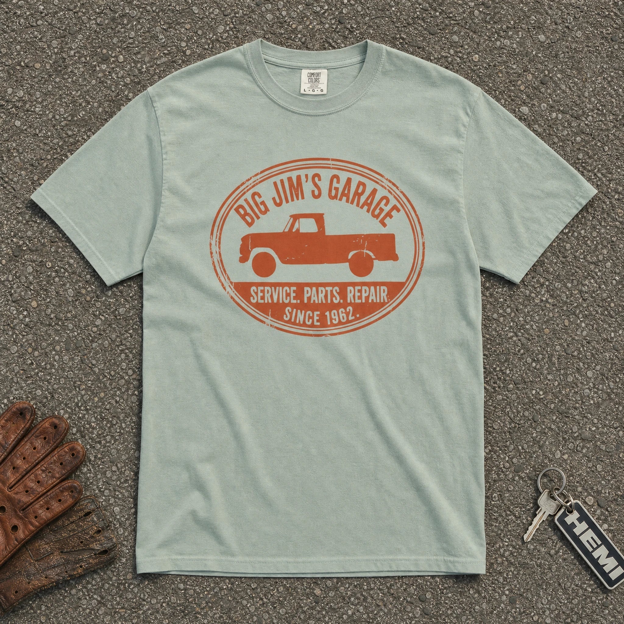 Big Jim's Garage Pickup Truck Tee - Road Muse