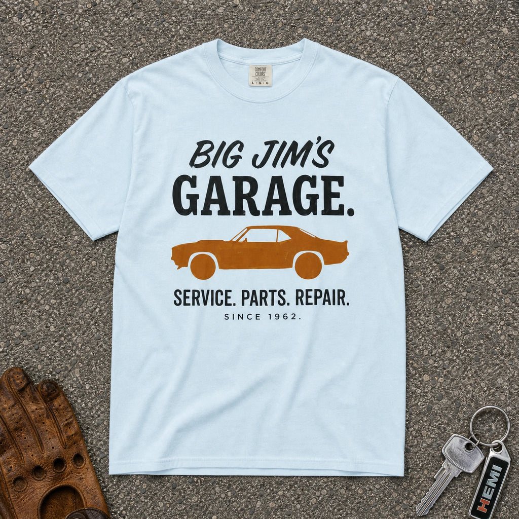 Big Jim's Garage Vintage Car Tee - Road Muse