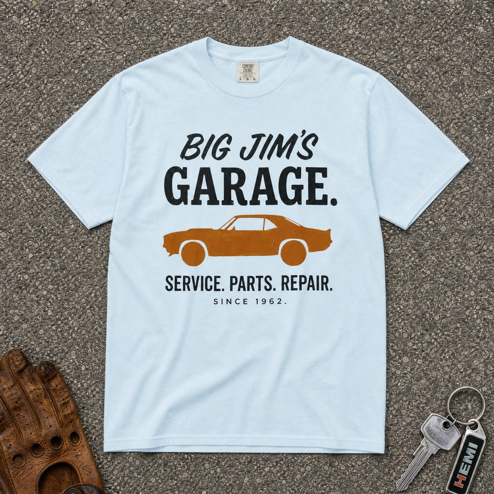 Big Jim's Garage Vintage Car Tee - Road Muse
