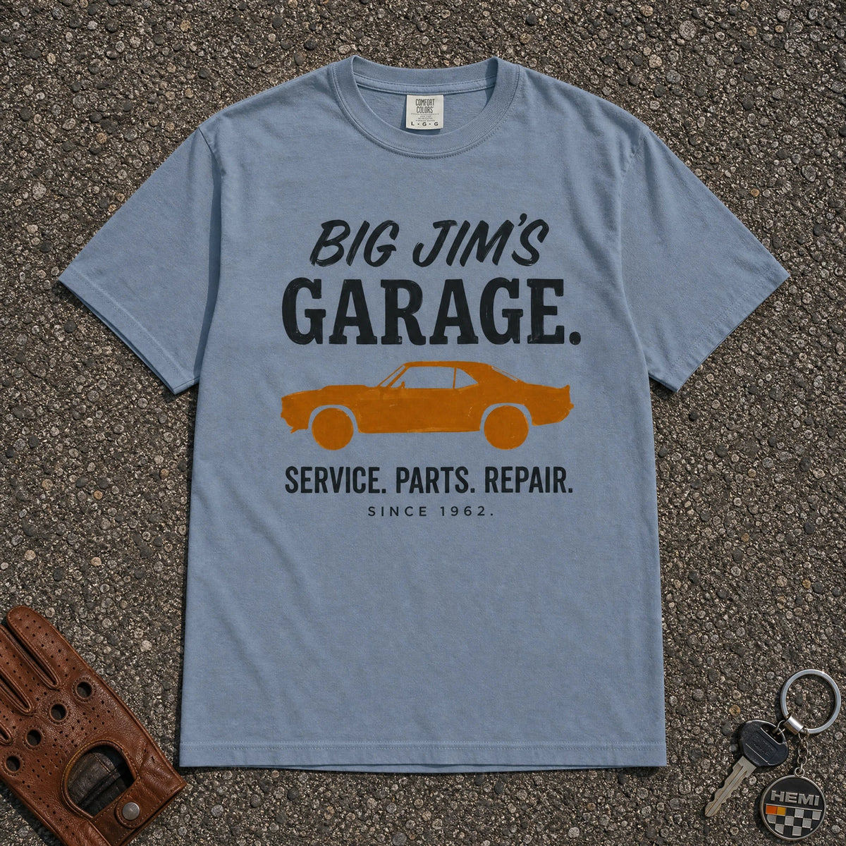 Big Jim's Garage Vintage Car Tee - Road Muse