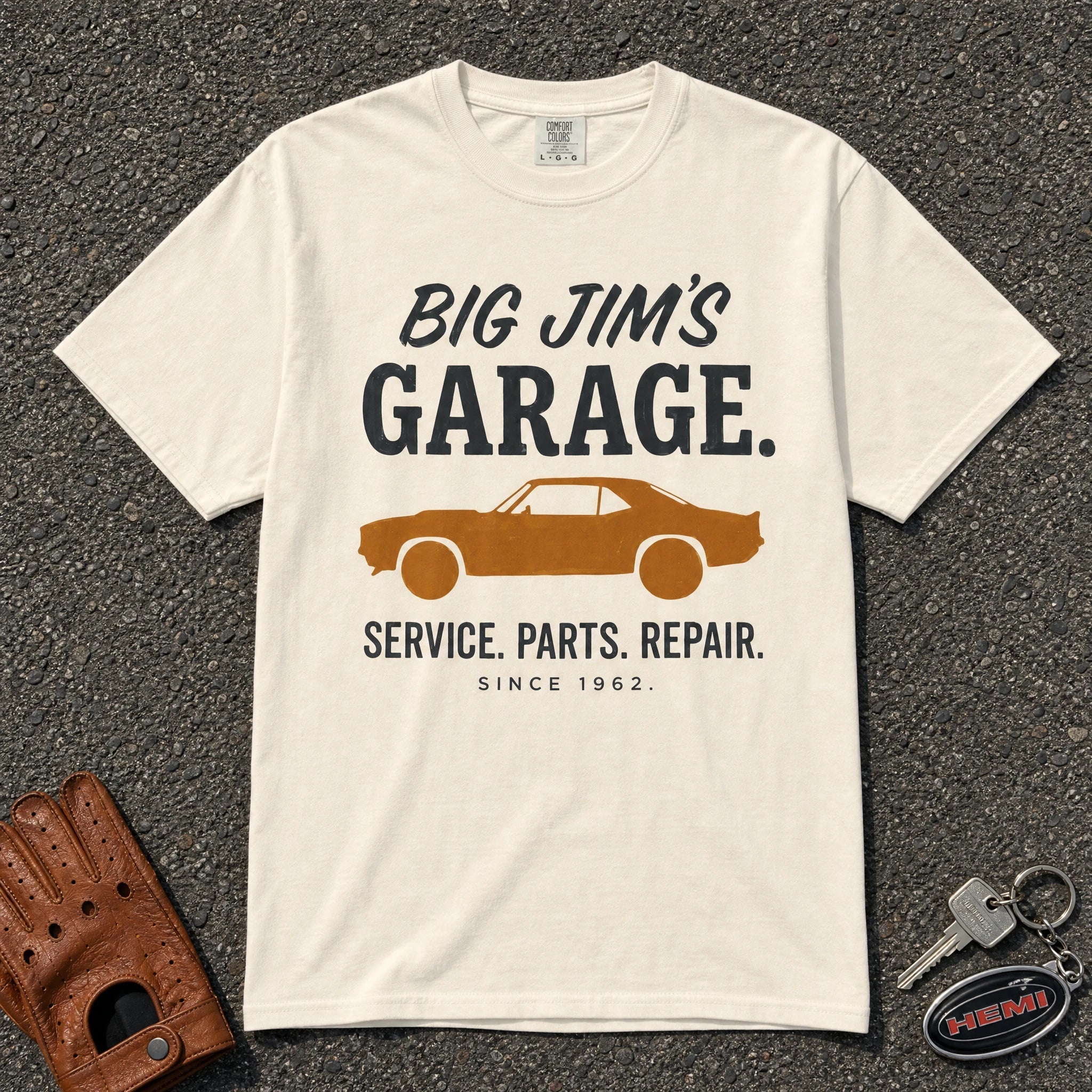 Big Jim's Garage Vintage Car Tee - Road Muse