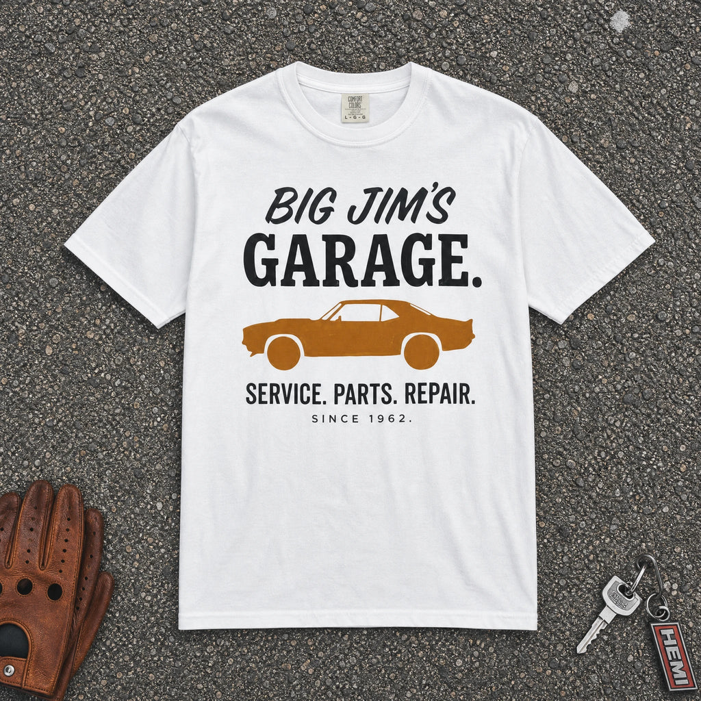 Big Jim's Garage Vintage Car Tee - Road Muse