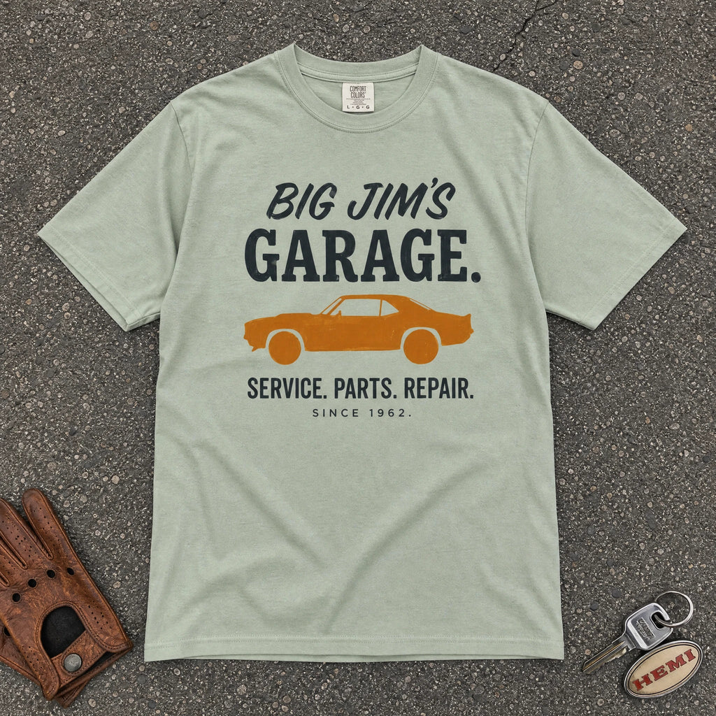 Big Jim's Garage Vintage Car Tee - Road Muse