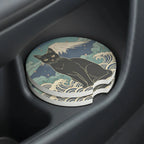 Black Cat Mount Fuji Car Coasters Set - Road Muse