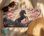 Black Unicorn Cherry Blossoms Vanity Plate - Road Muse