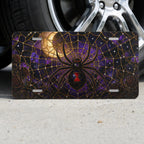 Black Widow Spider Web Moonlit Vanity Plate - Road Muse