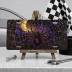 Black Widow Spider Web Moonlit Vanity Plate - Road Muse