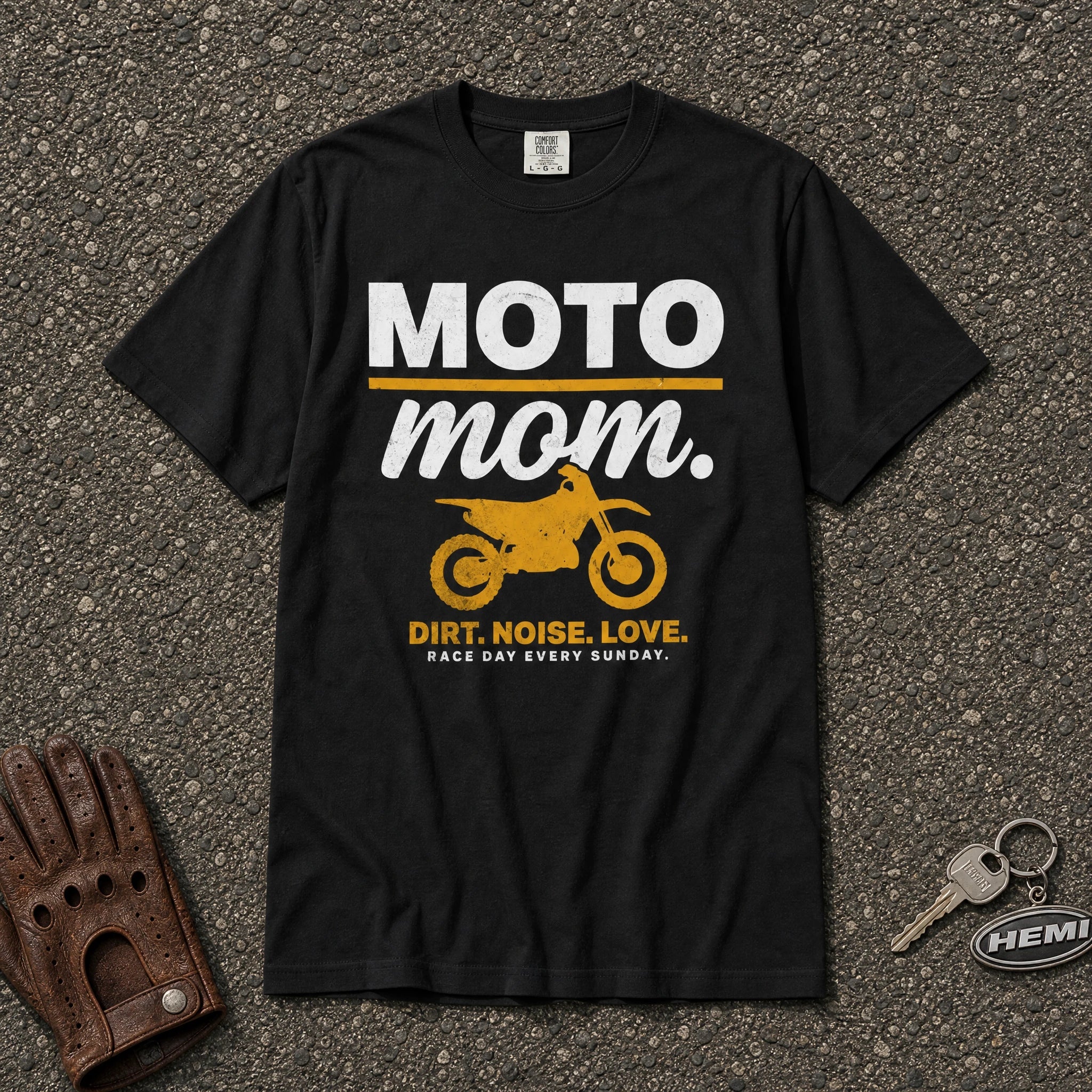 moto mom dirt bike graphic tee — black vintage motocross shirt