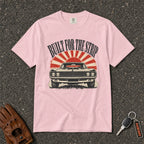 blossom built for the strip hot rod graphic tee — retro sunburst muscle car comfort colors shirt