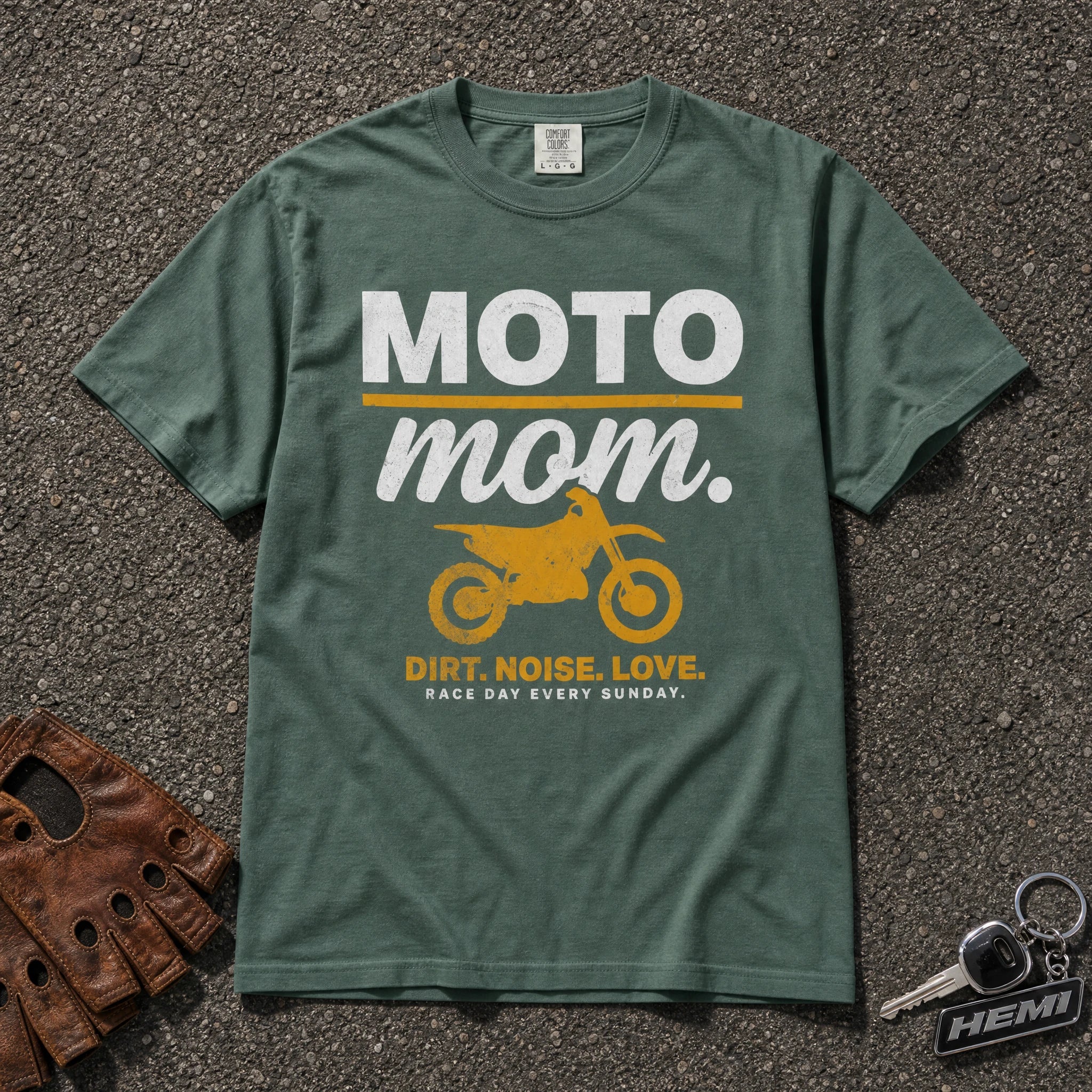 blue spruce moto mom dirt bike tshirt — vintage motocross graphic comfort colors tee