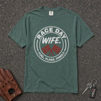 blue spruce race day wife flags tshirt — motorsport graphic tee comfort colors racing wife