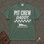 blue spruce pit crew daddy comfort colors tee — checker stripe racing car graphic shirt