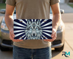 Blue Wolf Face Vanity Plate - Road Muse