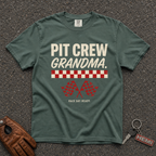 blue spruce pit crew grandma tshirt — checkered flag comfort colors race day tee