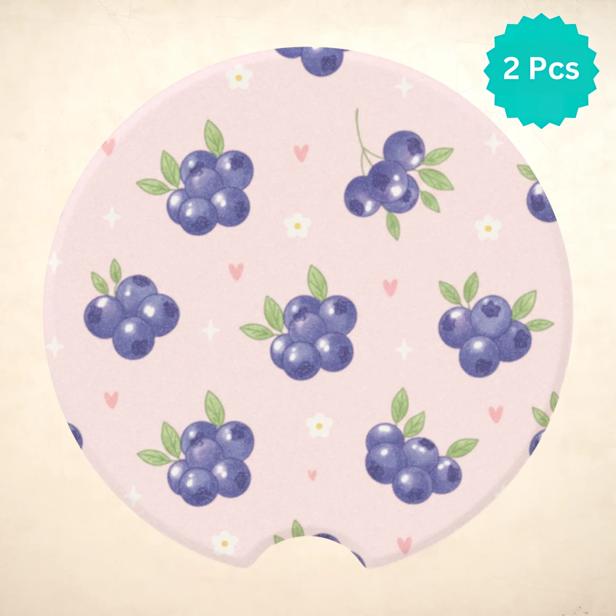 Blueberry Floral Car Coasters Set - Road Muse