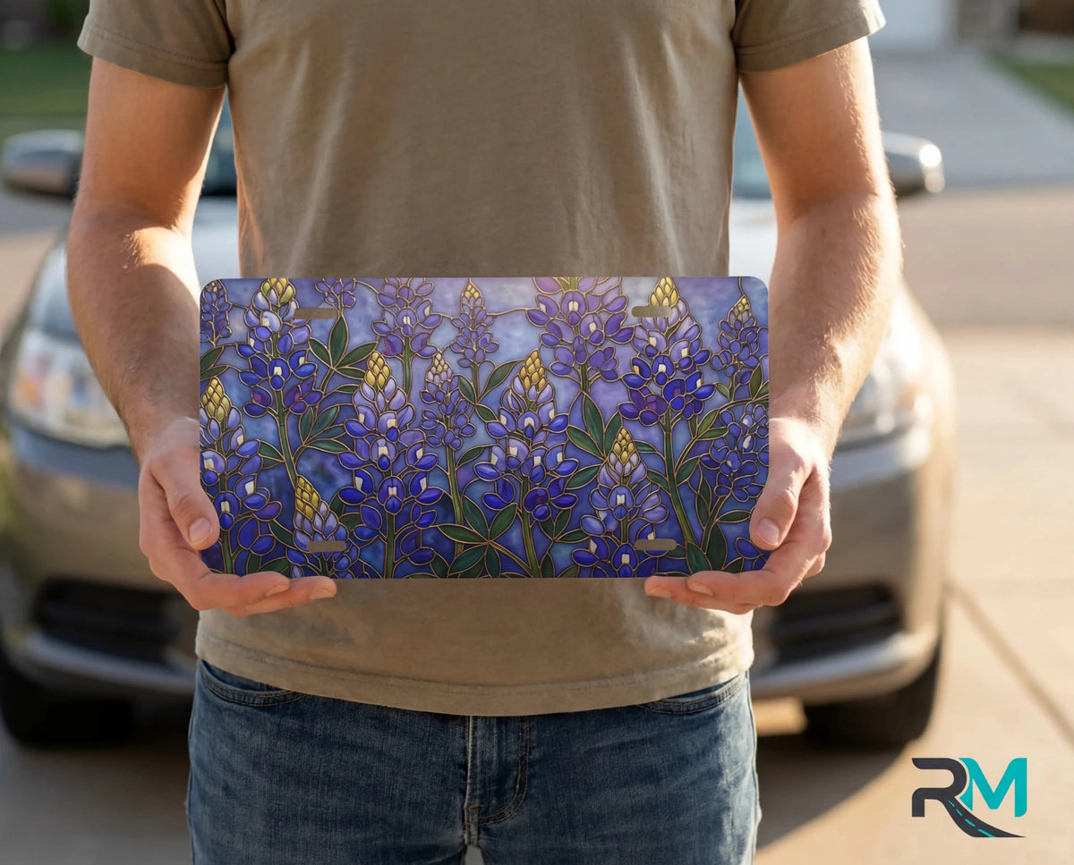 Bluebonnet Floral Vanity Plate - Road Muse