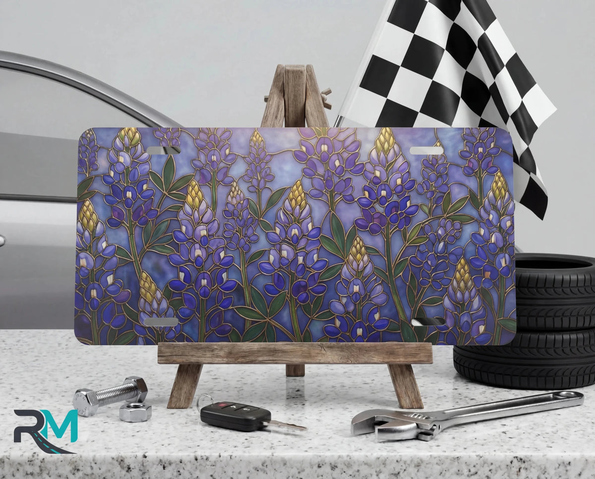 Bluebonnet Floral Vanity Plate - Road Muse