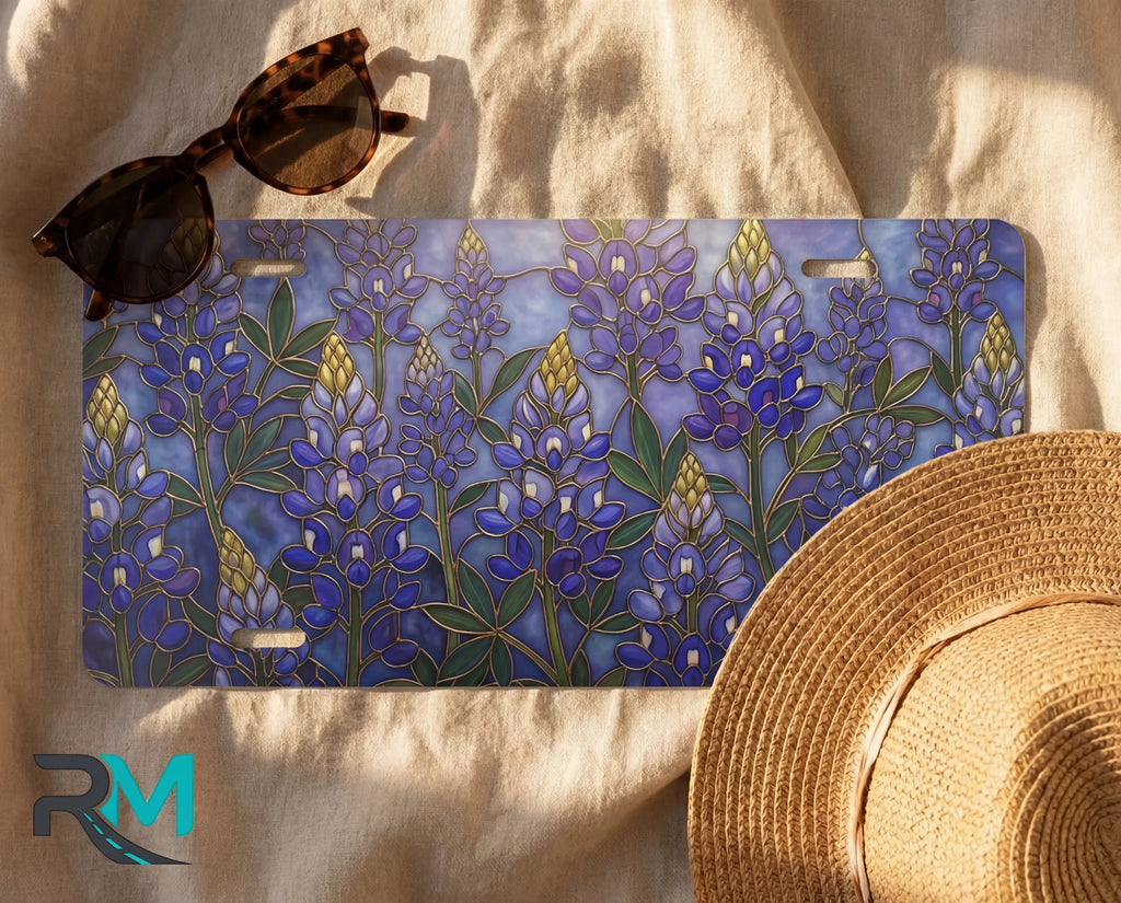 Bluebonnet Floral Vanity Plate - Road Muse