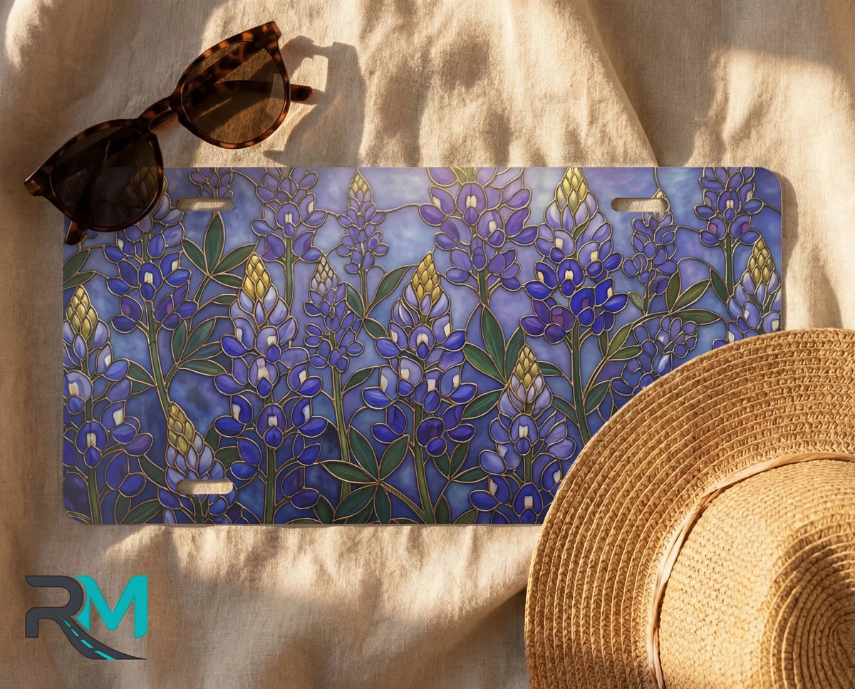 Bluebonnet Floral Vanity Plate - Road Muse