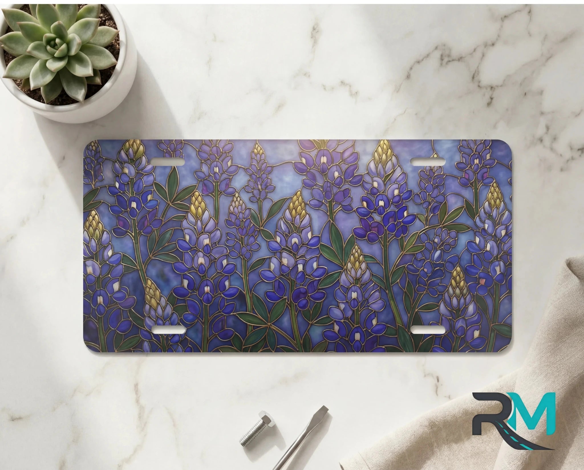 Bluebonnet Floral Vanity Plate - Road Muse