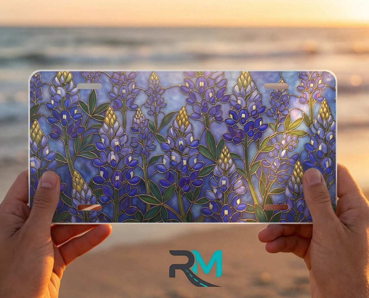 Bluebonnet Floral Vanity Plate - Road Muse