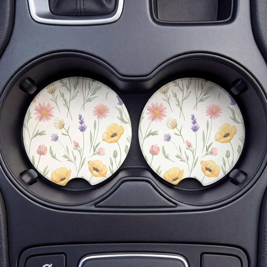 Boho Floral Car Coasters Set - Road Muse