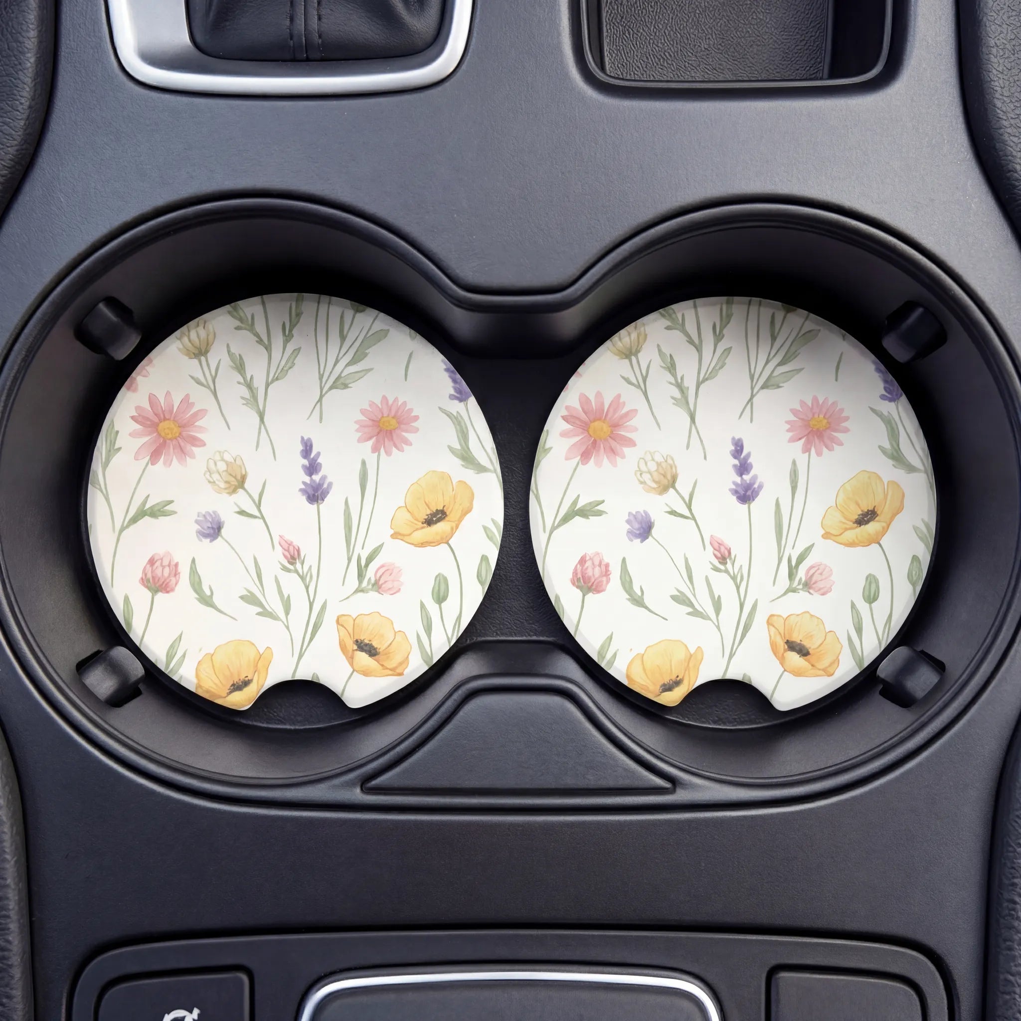 Boho Floral Car Coasters Set - Road Muse