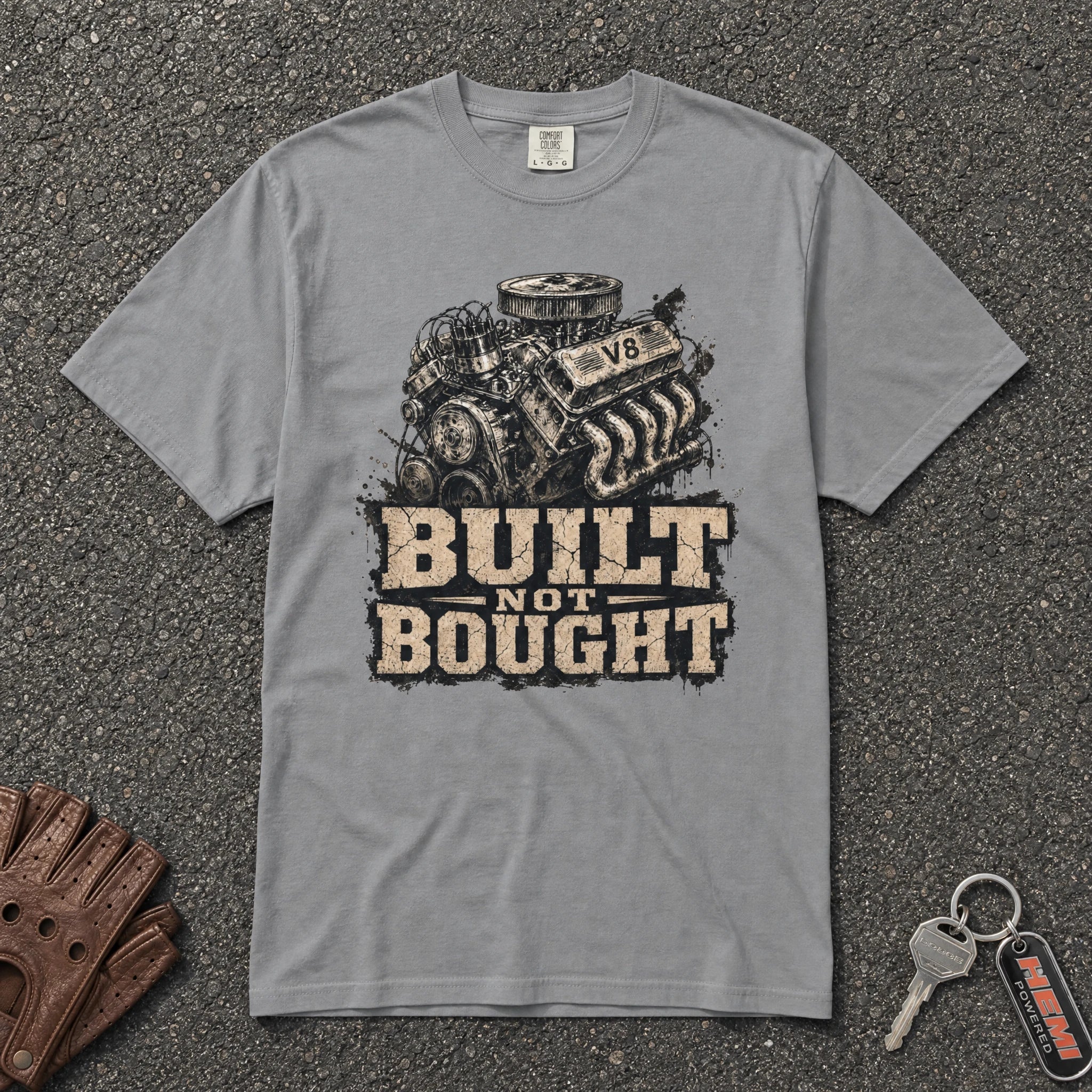 Built Not Bought V8 Engine Tee - Road Muse