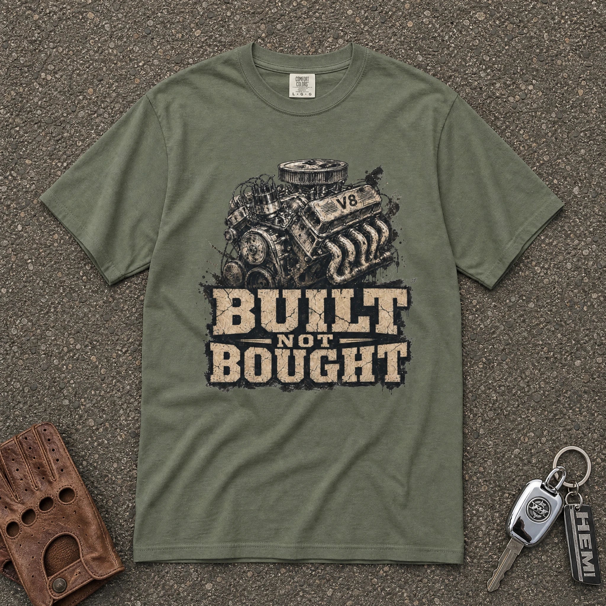 Built Not Bought V8 Engine Tee - Road Muse