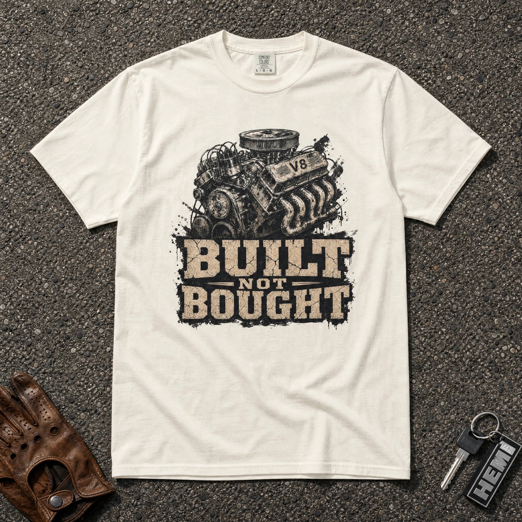 Built Not Bought V8 Engine Tee - Road Muse