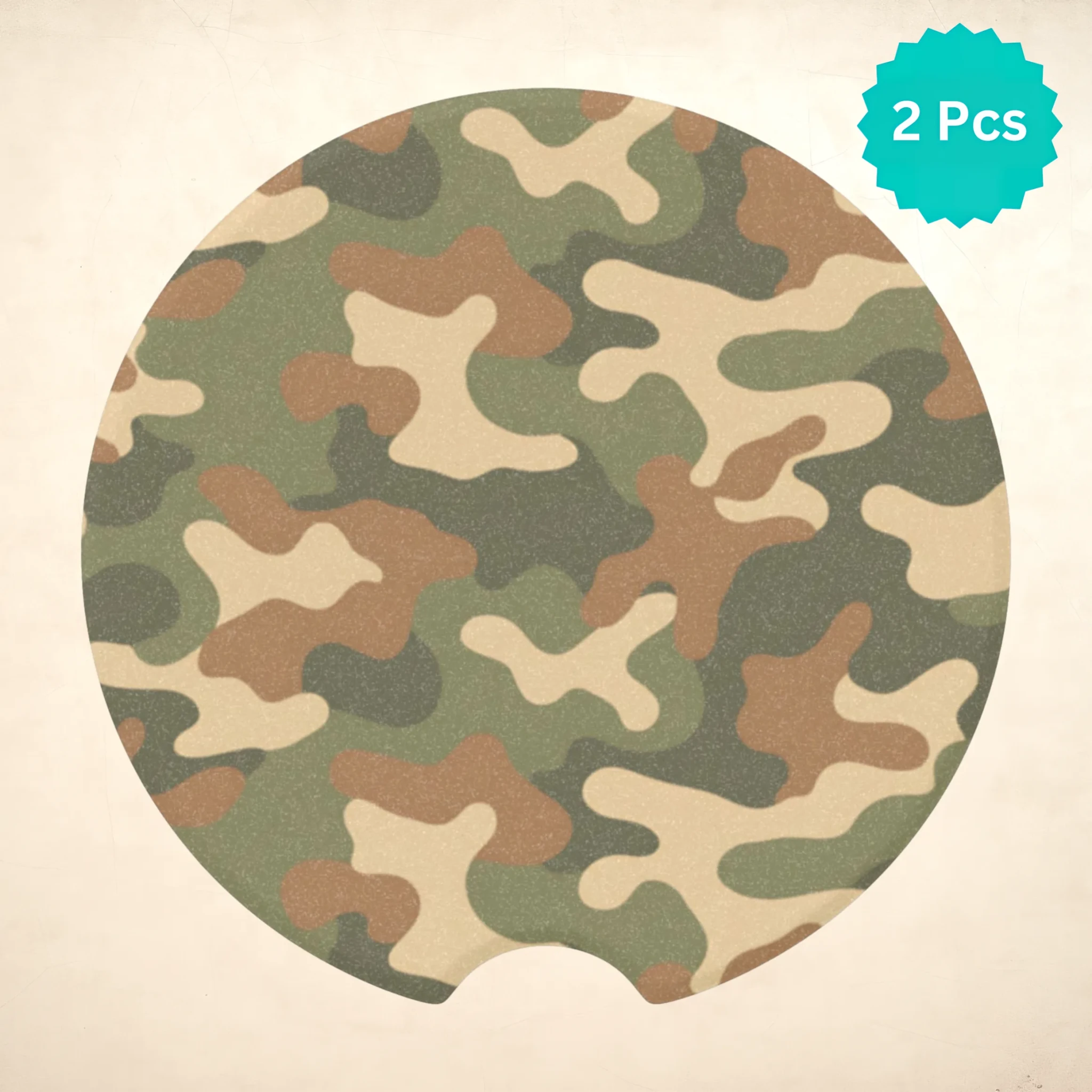 Camo Pattern Stone Car Coasters Set - Road Muse