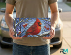 Cardinal on Snowy Branch Vanity Plate - Road Muse