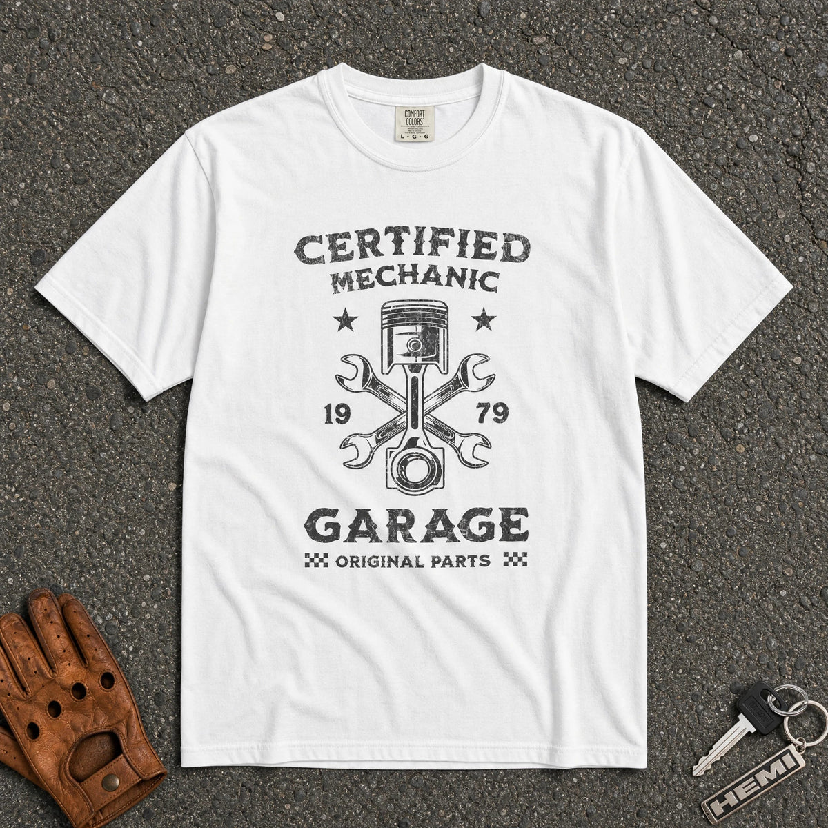 Certified Mechanic Piston Wrench Tee - Road Muse