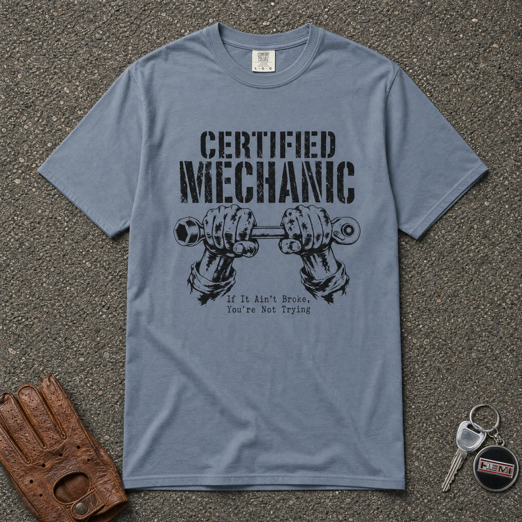 Certified Mechanic Wrench Hands Graphic Tee - Road Muse