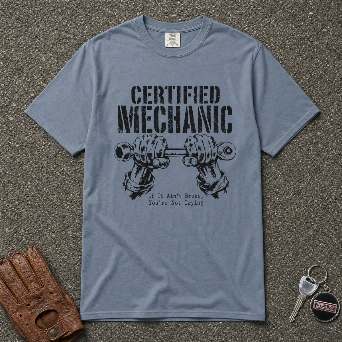 Certified Mechanic Wrench Hands Graphic Tee - Road Muse