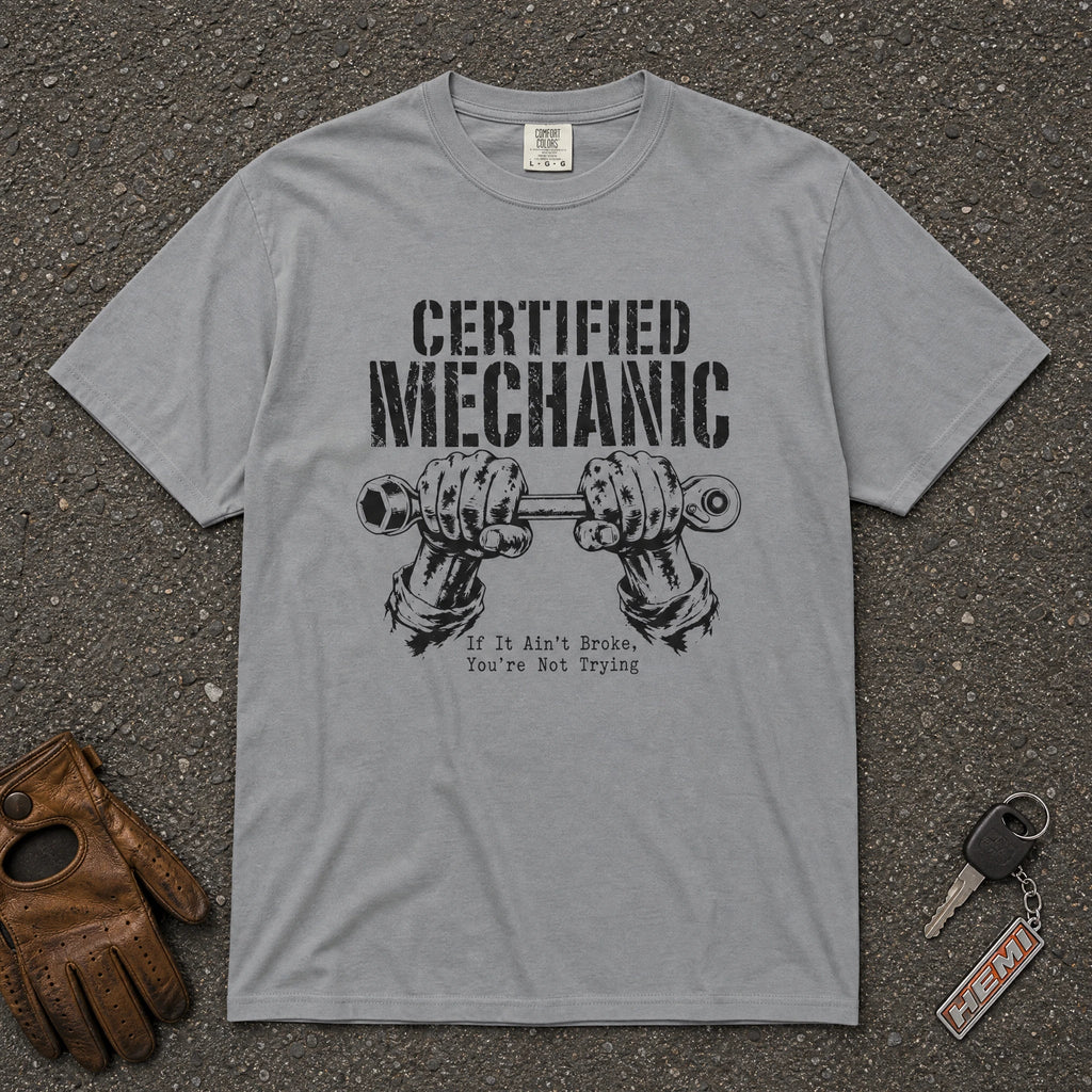Certified Mechanic Wrench Hands Graphic Tee - Road Muse