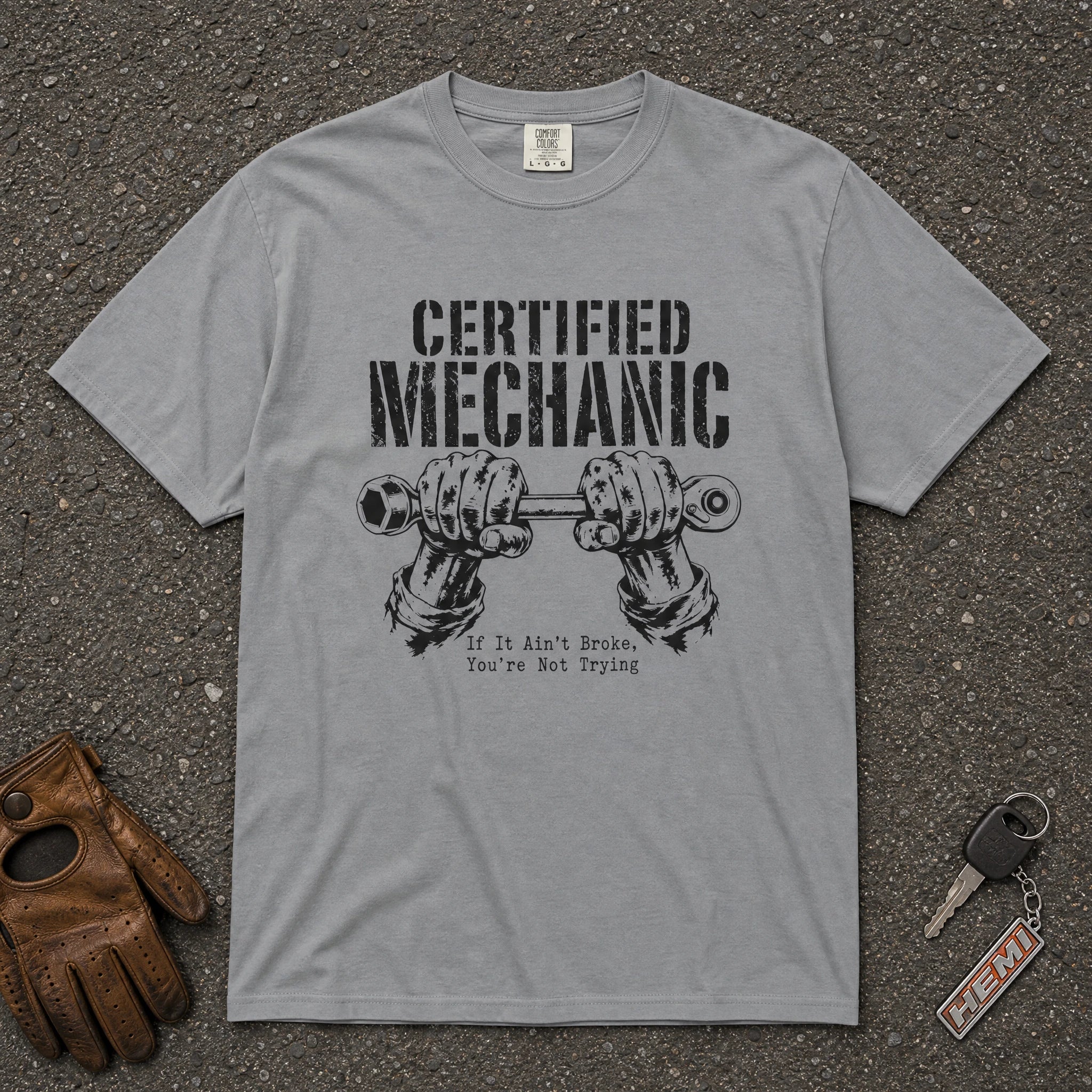 Certified Mechanic Wrench Hands Graphic Tee - Road Muse