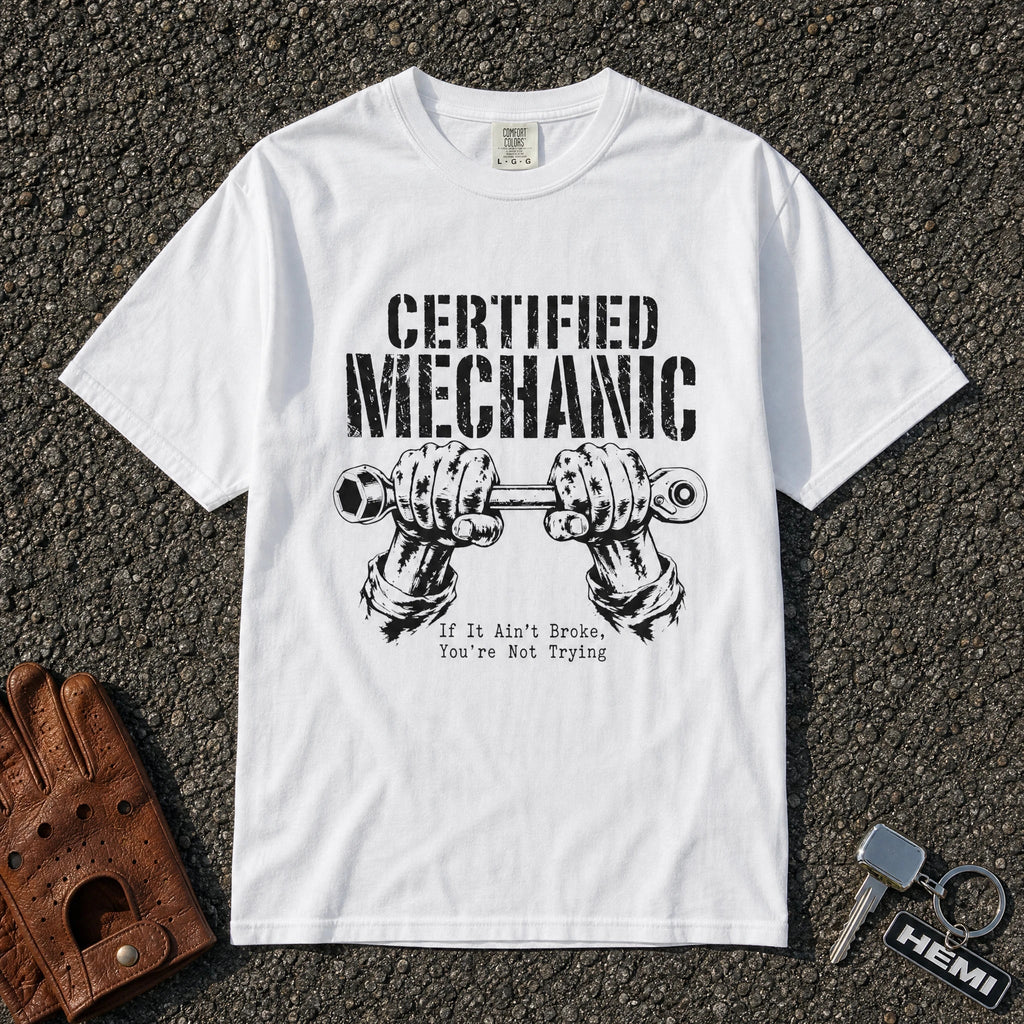 Certified Mechanic Wrench Hands Graphic Tee - Road Muse