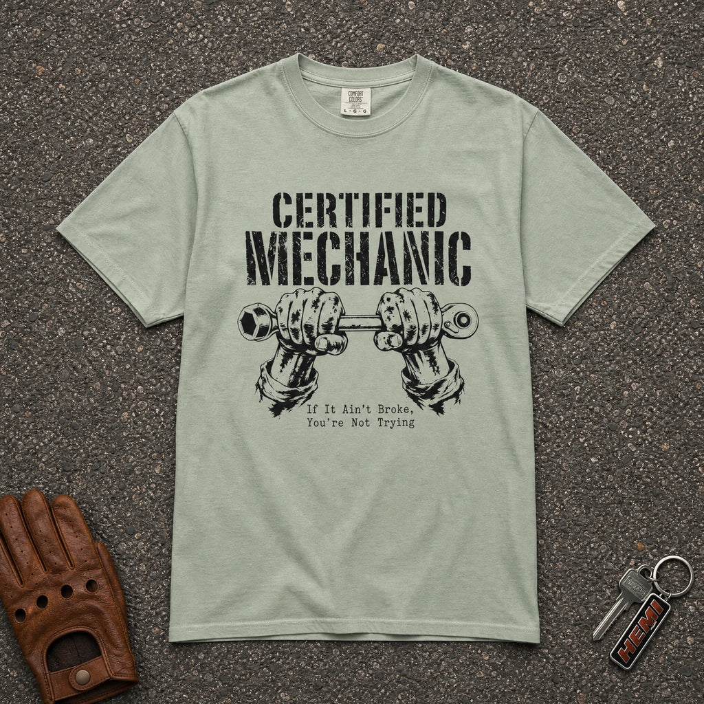 Certified Mechanic Wrench Hands Graphic Tee - Road Muse
