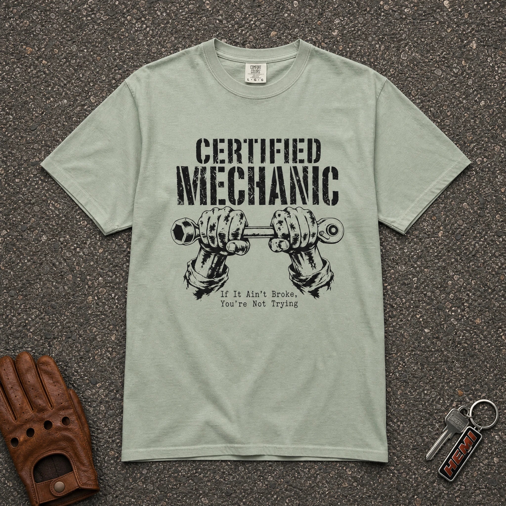 Certified Mechanic Wrench Hands Graphic Tee - Road Muse
