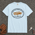 chambray radiator springs motors route 66 comfort colors tee - vintage road trip shirt