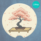 Cherry Blossom Bonsai Car Coasters Set - Road Muse