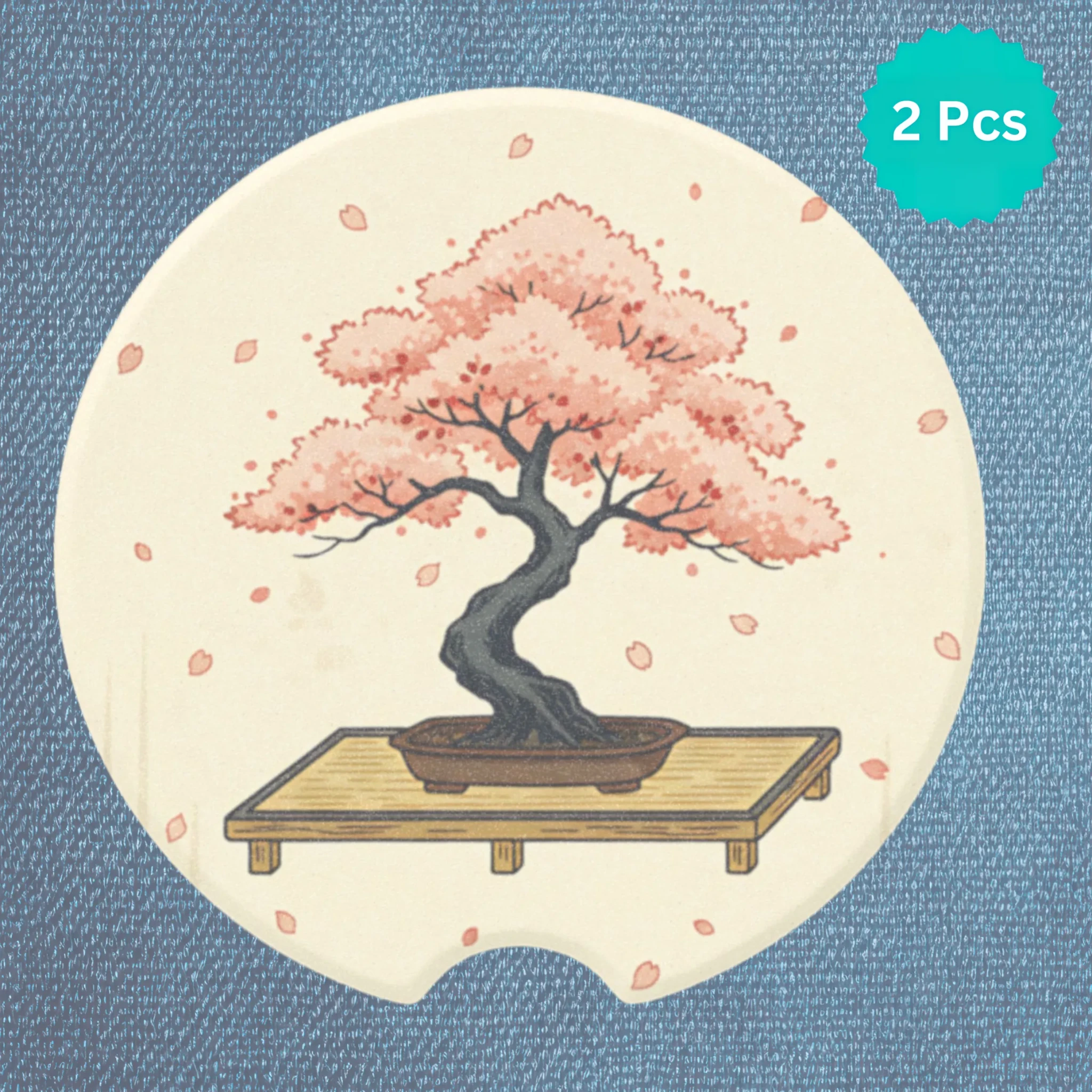 Cherry Blossom Bonsai Car Coasters Set - Road Muse