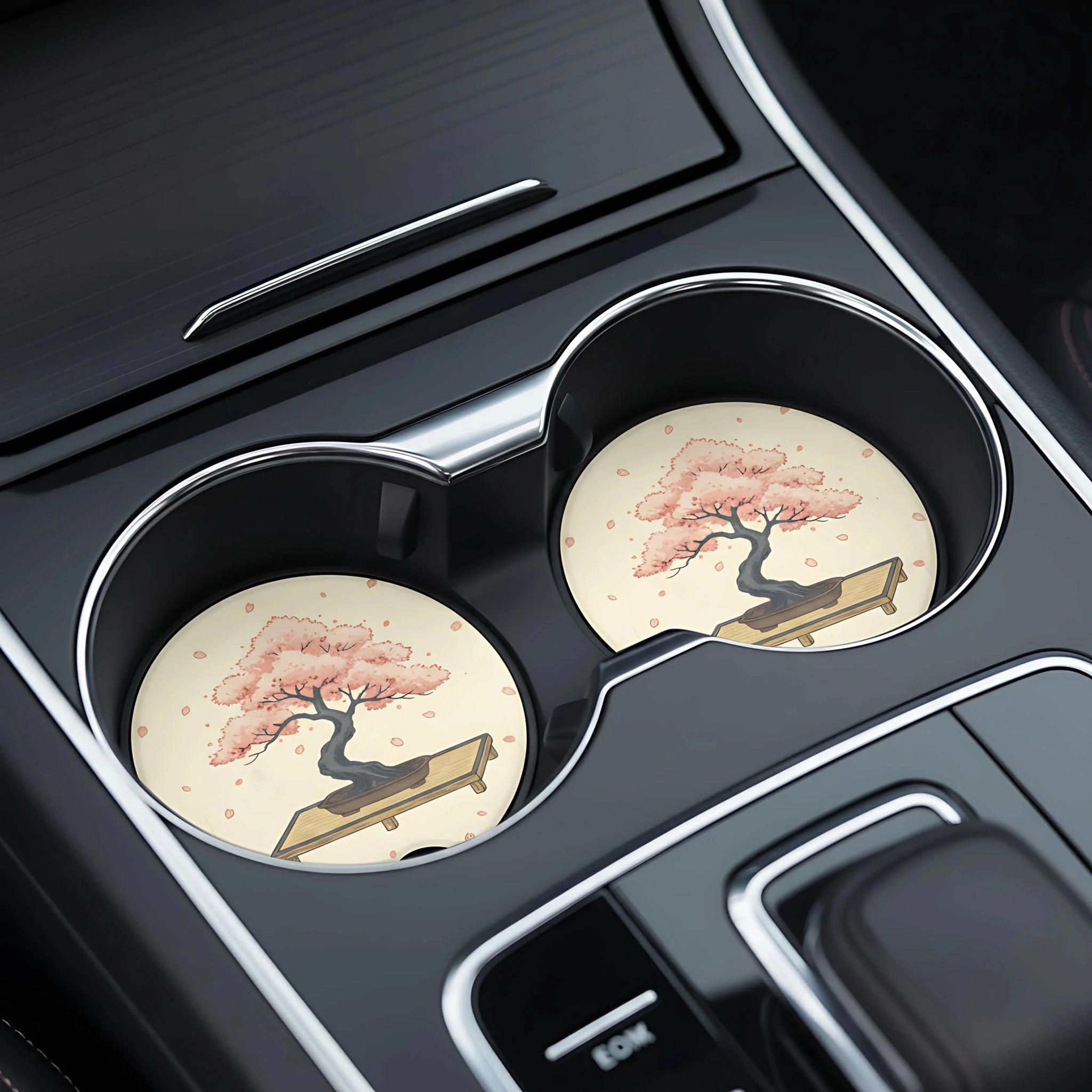 Cherry Blossom Bonsai Car Coasters Set - Road Muse