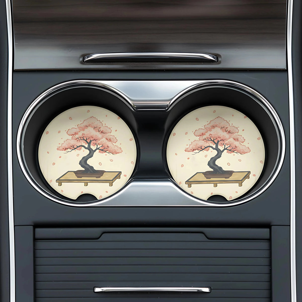 Cherry Blossom Bonsai Car Coasters Set - Road Muse