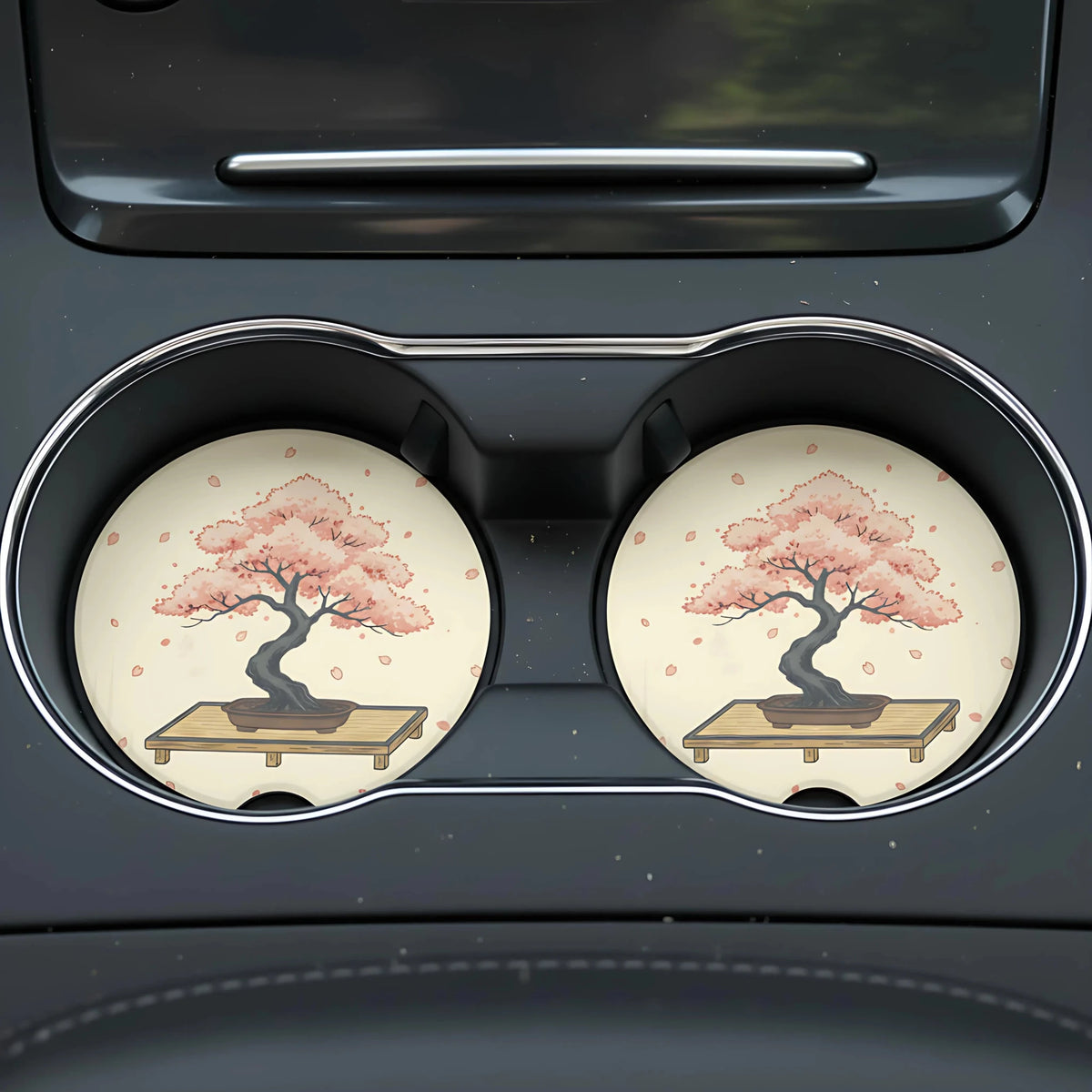 Cherry Blossom Bonsai Car Coasters Set - Road Muse