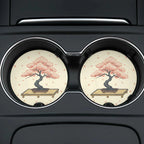 Cherry Blossom Bonsai Car Coasters Set - Road Muse