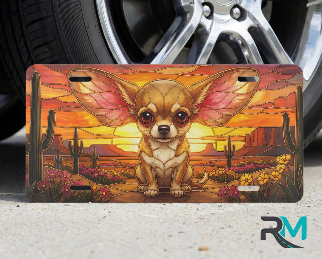 Chihuahua Sunset Desert Vanity Plate - Road Muse