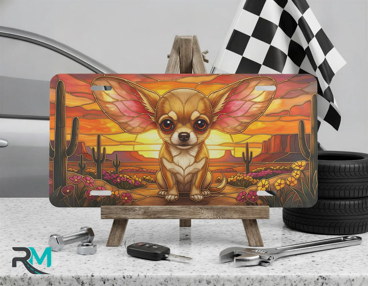 Chihuahua Sunset Desert Vanity Plate - Road Muse